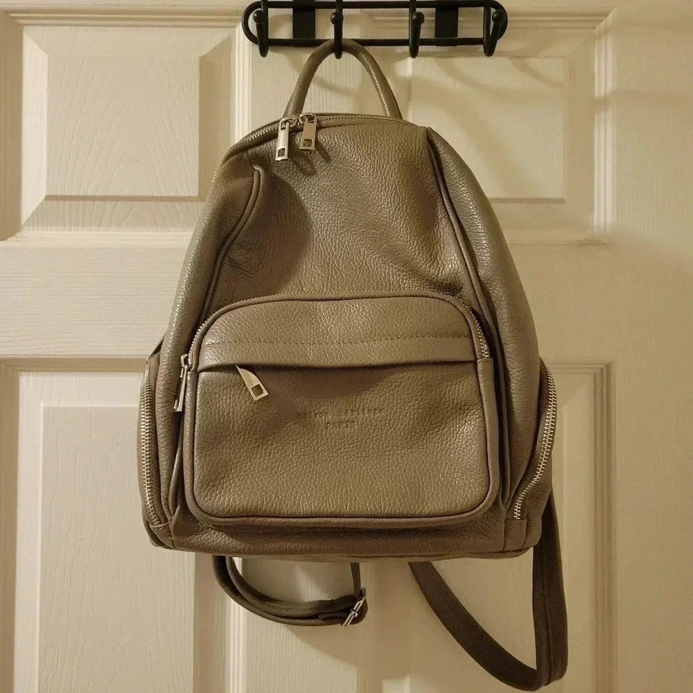 MAISON HERITAGE Paris Basi Leather Backpack in Tan Mauve Grey